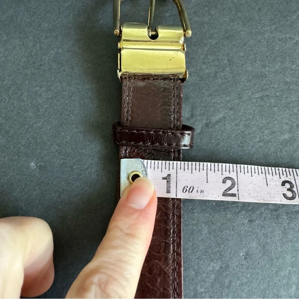 Vintage Eel Skin Leather Belt Brown‎ Exotic Dress Unisex Mens Womens M / L 36
